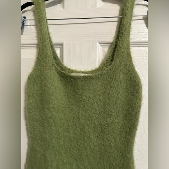 Which We Want Green Fuzzy Mini Sweater Dress - Size Small - Picture 2 of 3